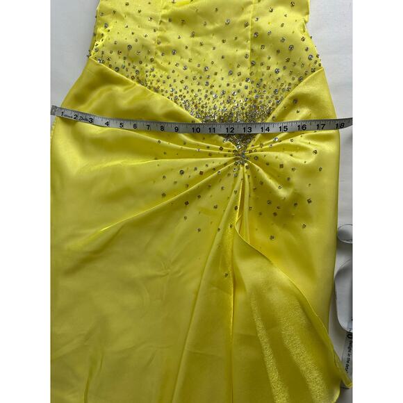 Vintage Y2K NIght Moves Size 8 Canary Yellow Prom Dress Formal Gown 2000s - Picture 16 of 16
